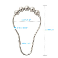 12PCS Shower Curtain Rings Metal Clips Stainless Steel Large Size Hanging Hooks