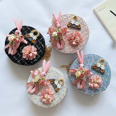 Girls' Small Round Bag with Rabbit Design