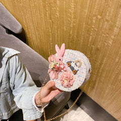 Girls' Small Round Bag with Rabbit Design