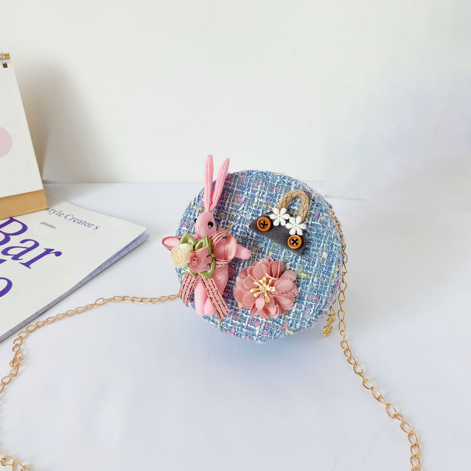 Girls' Small Round Bag with Rabbit Design
