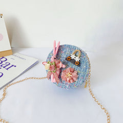 Girls' Small Round Bag with Rabbit Design