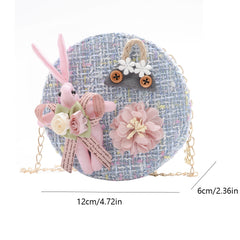 Girls' Small Round Bag with Rabbit Design