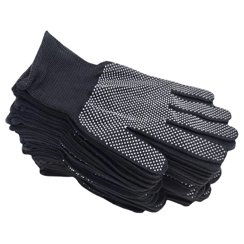 Nylon Adhesive Gloves with Anti Slip Plastic Dots for Work