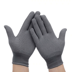 Nylon Adhesive Gloves with Anti Slip Plastic Dots for Work