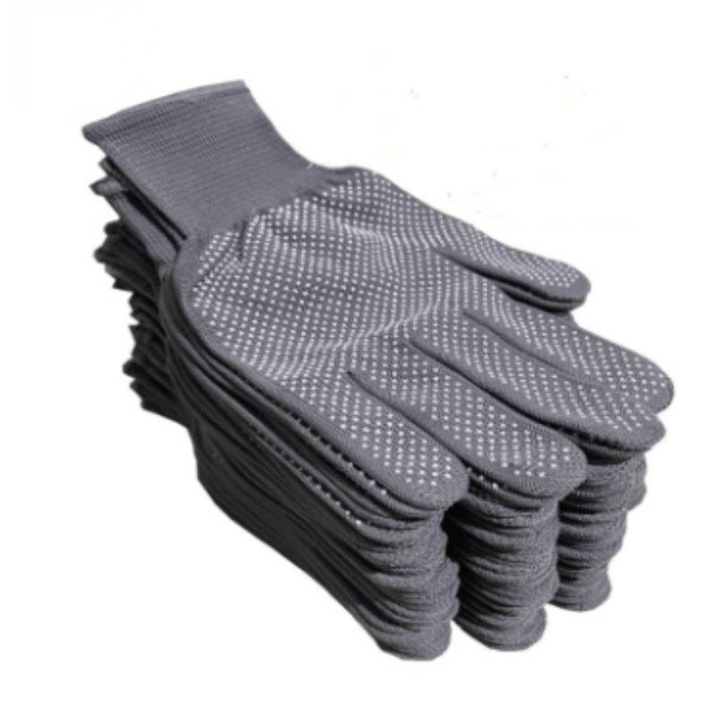 Nylon Adhesive Gloves with Anti Slip Plastic Dots for Work
