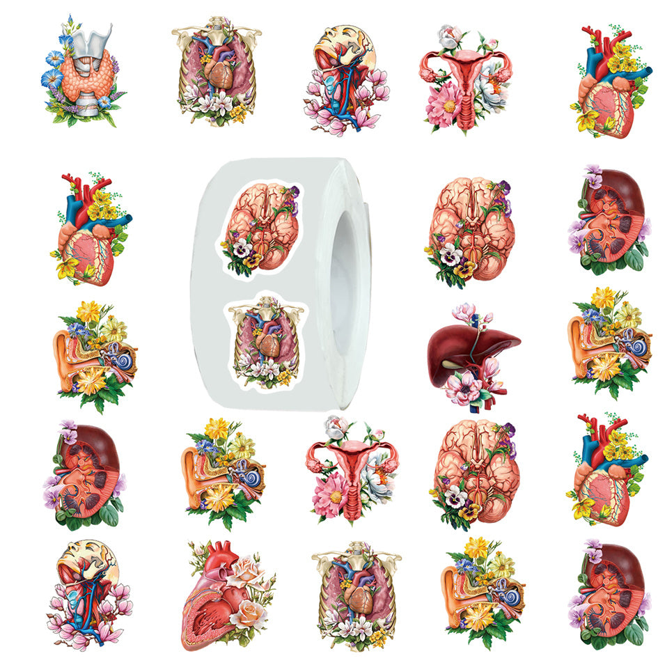 500pcs Self Adhesive Label Stickers 2.54cm Viscera Decoration