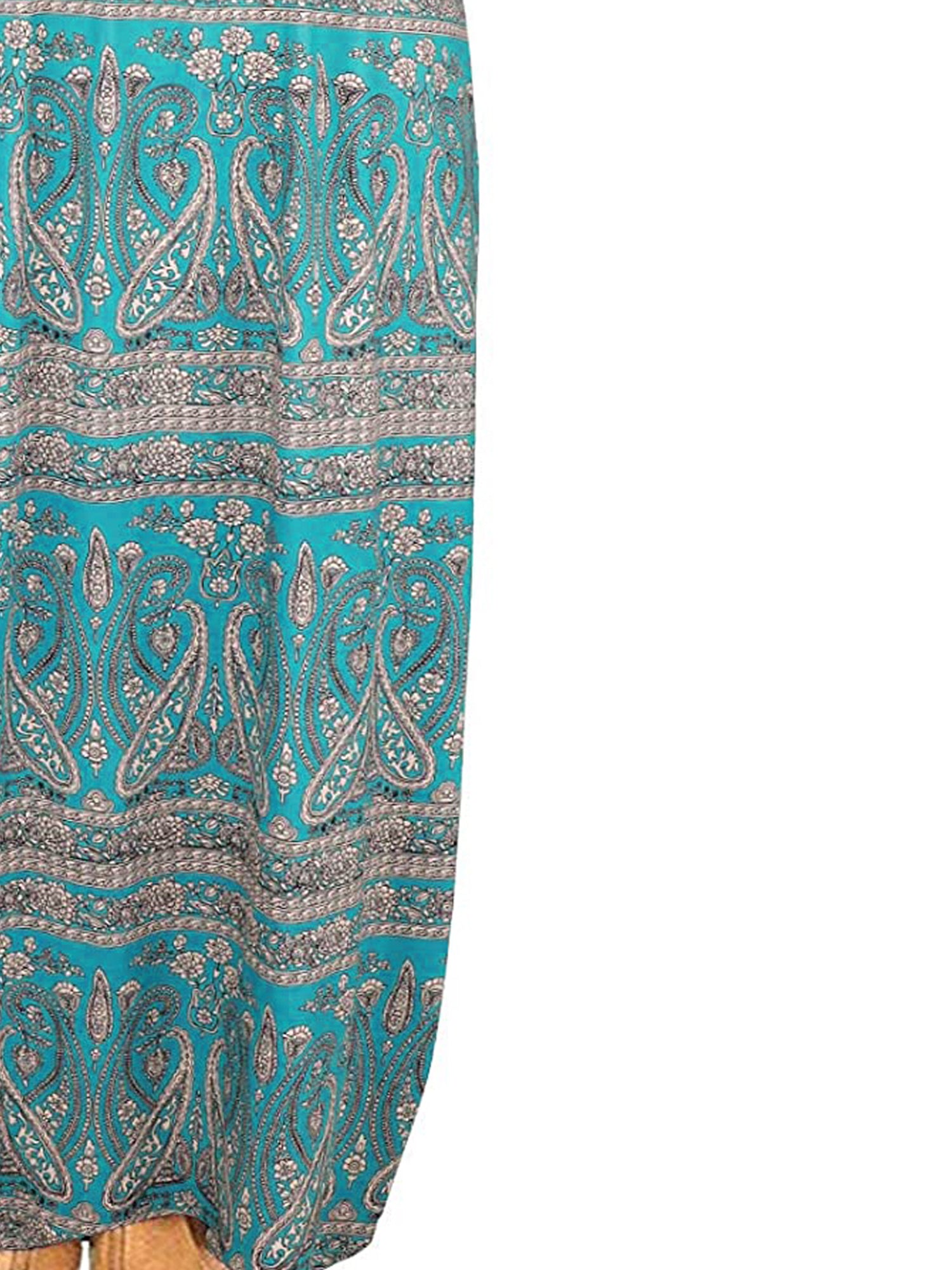 Colorblock Paisley Print Maxi Dress