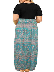 Colorblock Paisley Print Maxi Dress