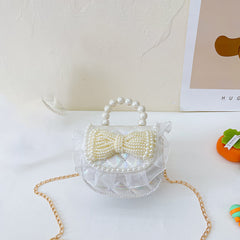 Kids Bow Chain Crossbody Bag Faux Pearl Princess Handbag