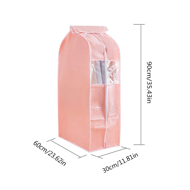Pink 3D Hanging Clothes Bag Dustproof Cover Non-woven Long Coat Down Jacket
