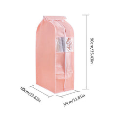Pink 3D Hanging Clothes Bag Dustproof Cover Non-woven Long Coat Down Jacket