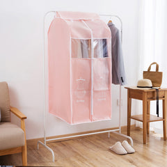 Pink 3D Hanging Clothes Bag Dustproof Cover Non-woven Long Coat Down Jacket