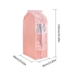 Pink 3D Hanging Clothes Bag Dustproof Cover Non-woven Long Coat Down Jacket