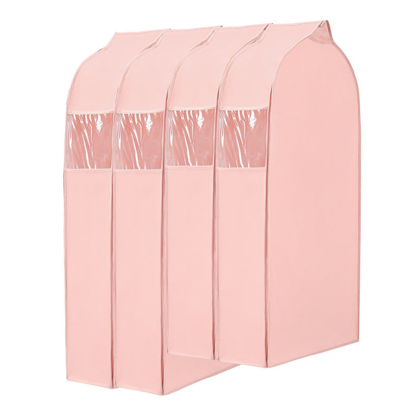 Pink 3D Hanging Clothes Bag Dustproof Cover Non-woven Long Coat Down Jacket
