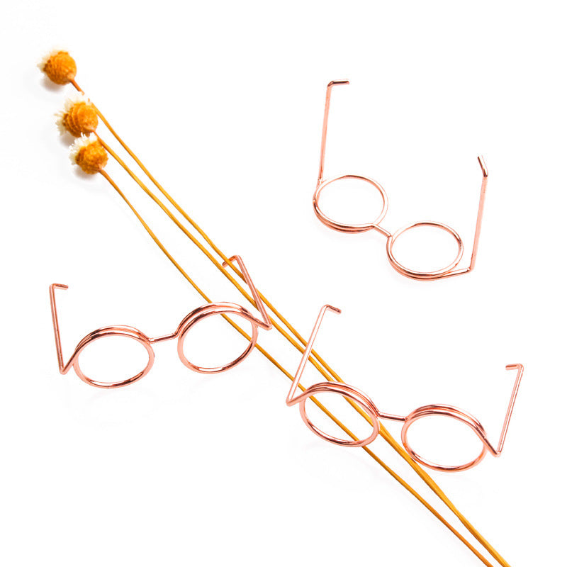 1pc Dolls Metal Glasses Frame Creative Accessories Electroplated