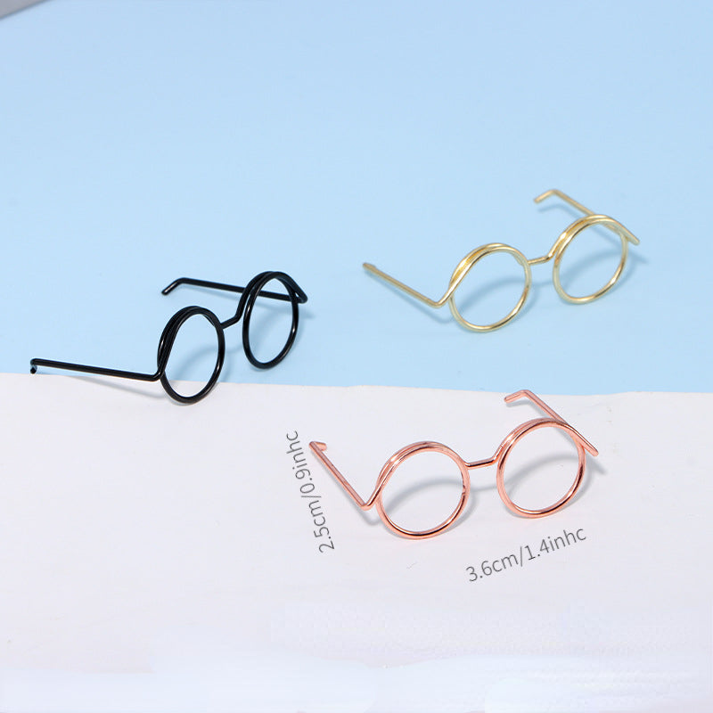 1pc Dolls Metal Glasses Frame Creative Accessories Electroplated