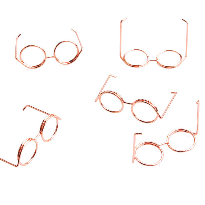 1pc Dolls Metal Glasses Frame Creative Accessories Electroplated