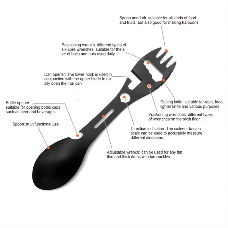 Ultimate Camping Spork 10 in 1 Stainless Steel Outdoor Accessory