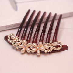 Faux Pearl Hair Comb Rhinestone Classic Hair Accessories for Girls