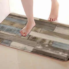 Vintage Wood Panel Kitchen Rug, Non Slip Cushioned, Stain Resistant, Waterproof