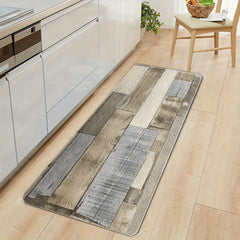 Vintage Wood Panel Kitchen Rug, Non Slip Cushioned, Stain Resistant, Waterproof