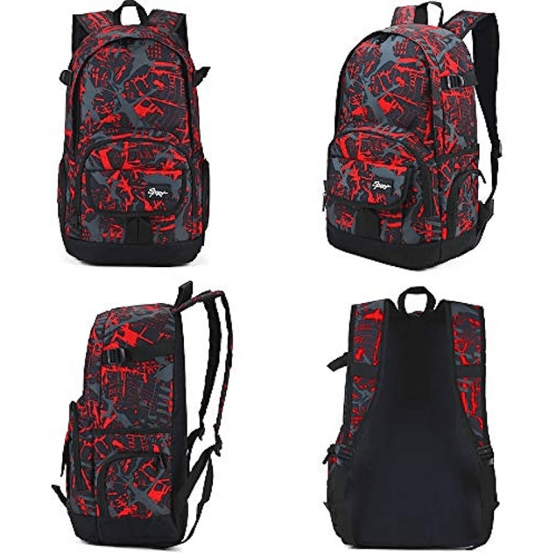 School Backpack Lightweight Red Camouflage Bag