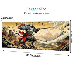 Japanese Warrior Pattern Mouse Pad - Non-Slip Keyboard Pad