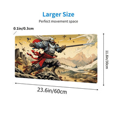 Japanese Warrior Pattern Mouse Pad - Non-Slip Keyboard Pad