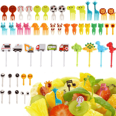 10pcs Mini Cartoon Animal Fruit Forks for Bento Lunch and Party