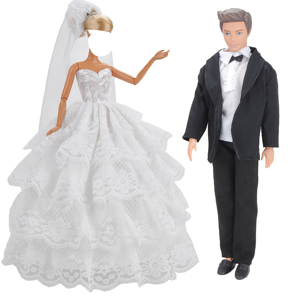 Wedding Dress and Suit for 1/6 Dolls, Doll Accessories