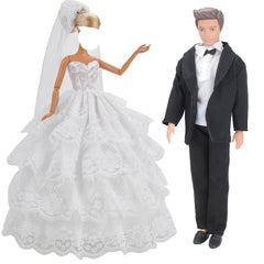 Wedding Dress and Suit for 1/6 Dolls, Doll Accessories