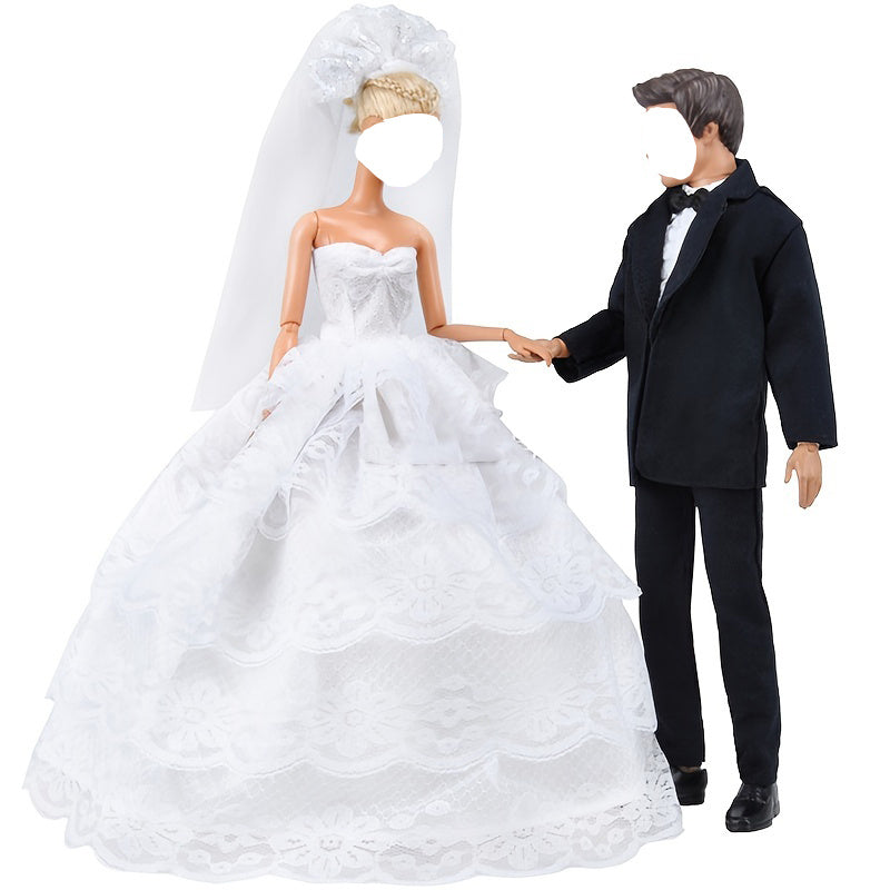 Wedding Dress and Suit for 1/6 Dolls, Doll Accessories