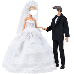 Wedding Dress and Suit for 1/6 Dolls, Doll Accessories