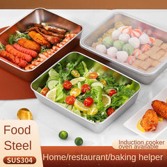 304 Stainless Steel Fresh Keeping Boxes - Rectangular Steaming Plates