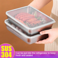 304 Stainless Steel Fresh Keeping Boxes - Rectangular Steaming Plates