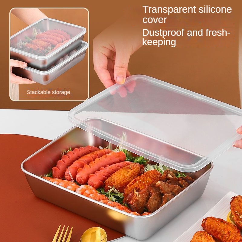 304 Stainless Steel Fresh Keeping Boxes - Rectangular Steaming Plates