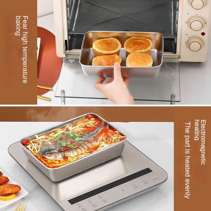 304 Stainless Steel Fresh Keeping Boxes - Rectangular Steaming Plates