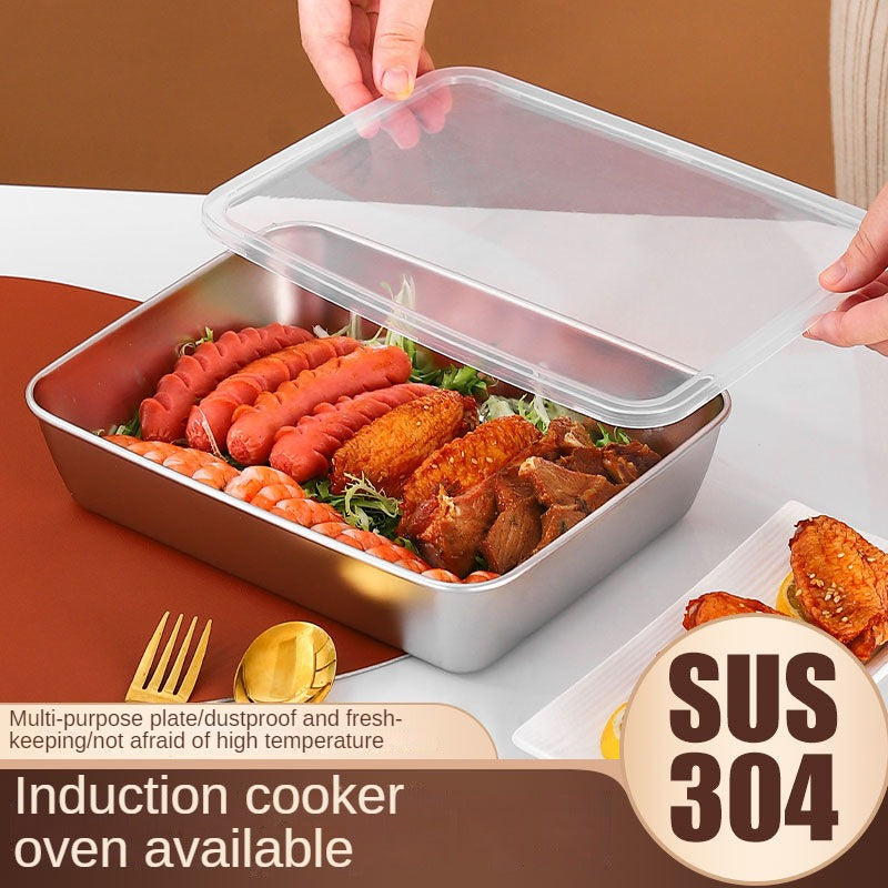 304 Stainless Steel Fresh Keeping Boxes - Rectangular Steaming Plates