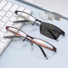 Men's Anti Light Photochromic Multifocal Glasses UV Protection Hyperopia Glasses