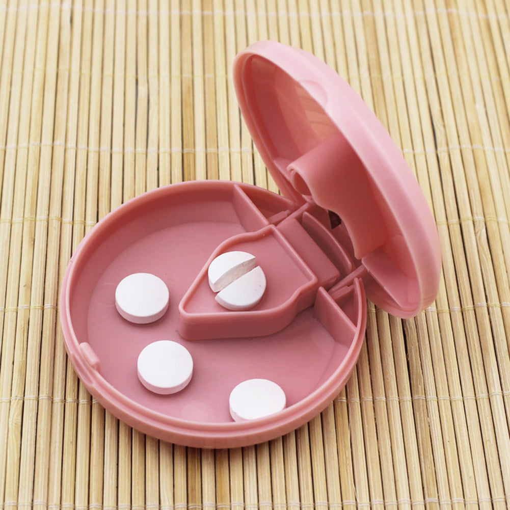 Portable Pill Cutter Splitter Storage Medicine Compartment Box Travel Case