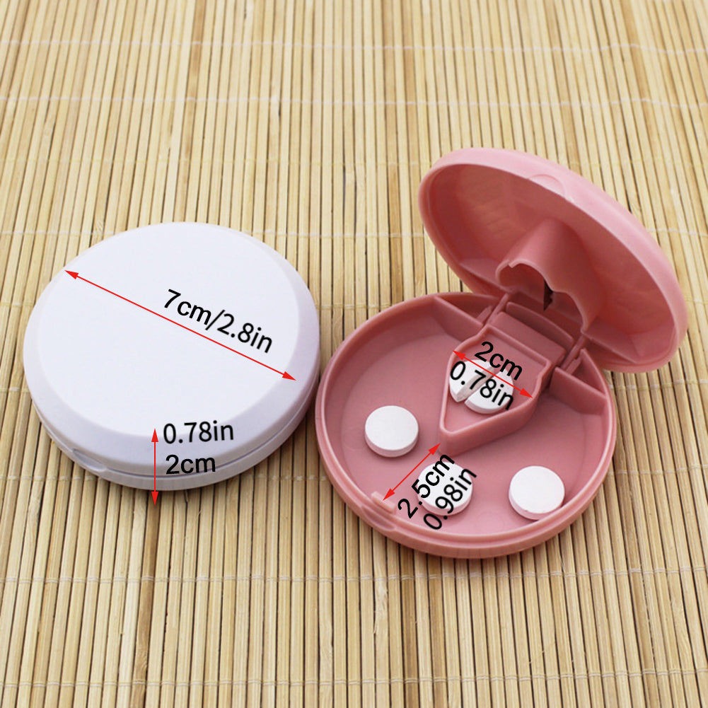 Portable Pill Cutter Splitter Storage Medicine Compartment Box Travel Case