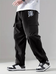 Men's Casual Cargo Pants Drawstring Loose Straight Leg