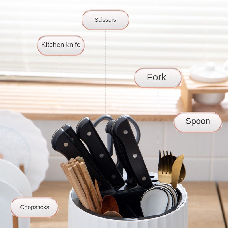360 Degree Rotating Kitchen Storage Rack with Fork Holder