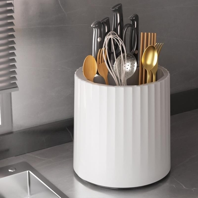 360 Degree Rotating Kitchen Storage Rack with Fork Holder