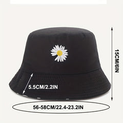 Double Sided Sun Hat with Daisy Embroidery for Men