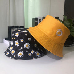 Double Sided Sun Hat with Daisy Embroidery for Men