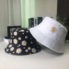 Double Sided Sun Hat with Daisy Embroidery for Men