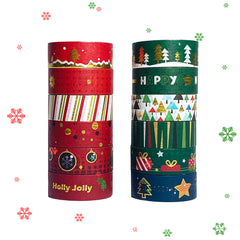 12 Rolls Christmas Bronzing Washi Tape MERRY CHRISTMAS Red And Green