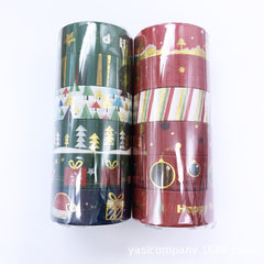 12 Rolls Christmas Bronzing Washi Tape MERRY CHRISTMAS Red And Green