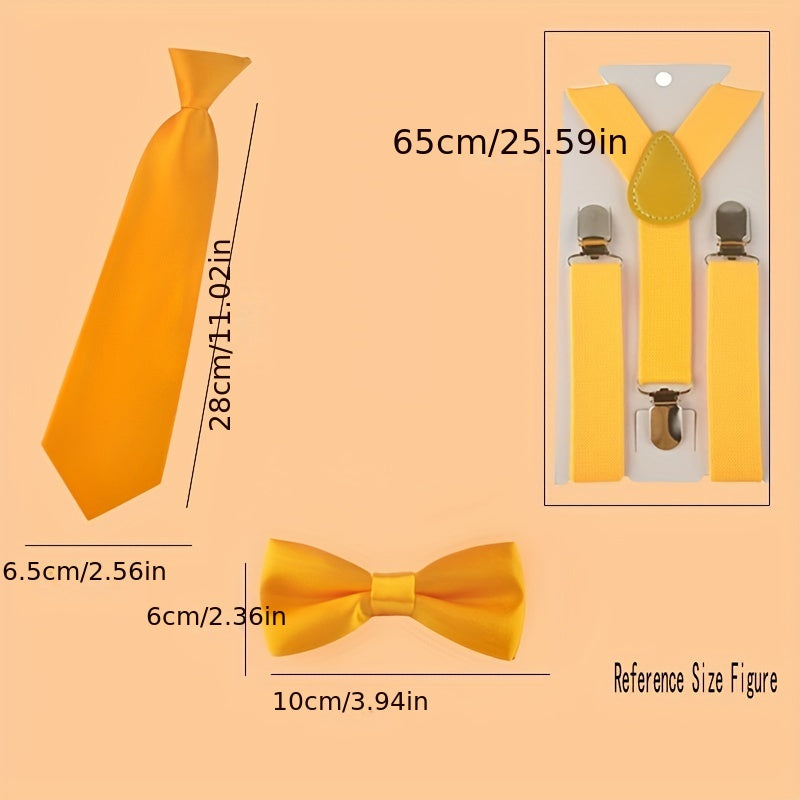 Boys Elastic Y Suspenders & Bow Tie Set for Tuxedo Suit